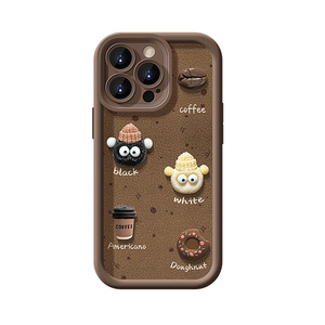 Nouvelle <span class=keywords><strong>coque</strong></span> de téléphone en similicuir texturé 3D motif billes de charbon et grains de café pour <span class=keywords><strong>iPhone</strong></span> 17 16 <span class=keywords><strong>Pro</strong></span> Max avec bracelet tressé en forme d'ours - Product Image 6