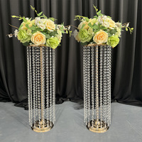 Centres de table de mariage hauts en or de haute qualité fleurs artificielles candélabres en cristal supports arrangements floraux élégants pour