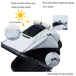 Pare-soleil universel pour poussette, housse occultante pour poussette de bébé (0-6 mois), visière pare-soleil, protection contre le vent - Product Image 4