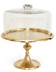 Achetez un support à gâteau de qualité supérieure avec dôme en verre, finition dorée, de forme ronde, pour la présentation de gâteaux, en vente. - Product Image 3