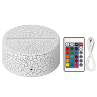 Lampe de nuit LED 3D minimaliste miniature à commande tactile 16 couleurs, base en ABS, chambre à coucher/chambre d'enfant, branchement sur secteur, intensité réglable, batterie incluse