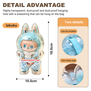 New Standing Labubu Transparent Dolls Plastic Protective Display Protector Clear Acrylicpvc Cases Protector Boxes For Labubu