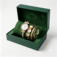 Coffret cadeau exquis pour la Saint-Valentin, montre à quartz pour femmes avec cadran rond, bracelet de montre avec perles et strass, ensemble cadeau