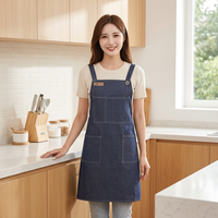 Tablier de barbier unisexe en jean avec double ceinture d'épaule, idéal pour barbecue, cuisine, café