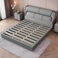 Lit double moderne simple de style européen 1,8 m, chambre principale, lit multifonctionnel avec rangement