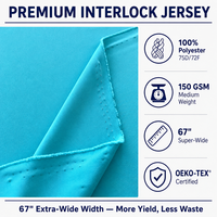 Tissu jersey interlock 100% polyester 75D/72F respirant et anti-humidité pour t-shirts de course