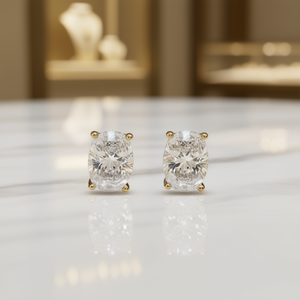 Orecchini Classici con Diamanti Taglio Ovale in Oro Massiccio 18K, Colore G, Diamanti Naturali Certificati GIA, Gioielli da Fidanzamento per Donne - Product Image 2