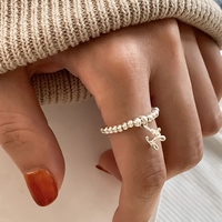 S925 Sterling Silber Ballon Hund Smart Ring Elastisches Seil Verstellbare Designer Ringe Für Mädchen Handgemachte Perle Feine Schmuck ringe