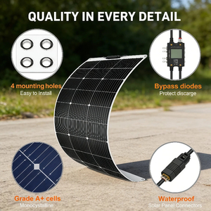 แผงโซลาร์เซลล์ Alecter Solar APH-P108 100W 18V แบบยืดหยุ่น ผลิตจากซิลิคอนโมโนคริสตัลไลน์ PET ประสิทธิภาพ 22% ขนาดเซลล์ 182 มม. สำหรับเรือ APH-P108 Monocrys - Product Image 6