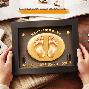 Nouveau-né un an commémoratif bois cadre Photo empreinte <span class=keywords><strong>de</strong></span> main <span class=keywords><strong>de</strong></span> bébé empreinte souvenir <span class=keywords><strong>de</strong></span> <span class=keywords><strong>cheveux</strong></span> fœtaux pour cent jours un an - Product Image 2