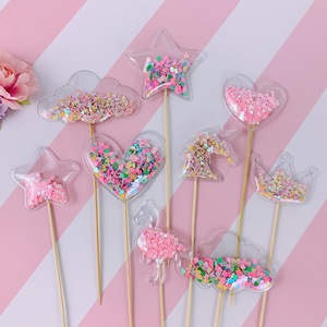 Gâteau Topper Fournitures Transparent Fée Paillettes Nuage Couronne Sirène Air Bag licorne Fête D'anniversaire Gâteau Topper - Product Image 2