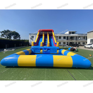 Tobogán Acuático Inflable con Piscina, Tobogán Acuático Inflable Gigante <span class=keywords><strong>de</strong></span> Tres Carriles <span class=keywords><strong>de</strong></span> Grado Comercial para <span class=keywords><strong>Alquiler</strong></span> en Fiestas <span class=keywords><strong>de</strong></span> <span class=keywords><strong>Verano</strong></span> en el Patio Trasero - Product Image 2