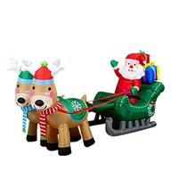 Trineo Inflable de Santa Claus con Renos y Luces LED de 2.4M, Decoración Navideña para Jardín Exterior