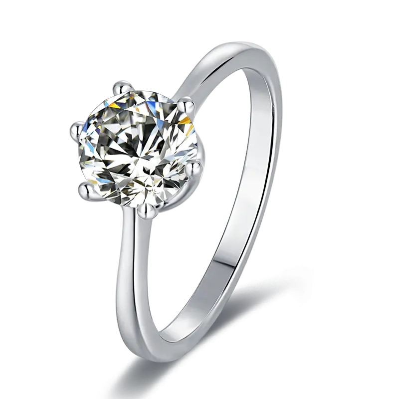 최고의 판매 클리어 컬러 6.5mm 1 캐럿 Moissanite 약혼 반지 다이아몬드 925 스털링 실버 쥬얼리 결혼 반지