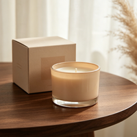 Bougeoir en verre de luxe minimaliste à base lourde, finition mate crème ambrée, réutilisable, écologique, pour la maison et l'hôtellerie