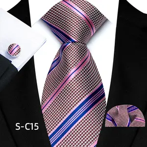 Nova Rosa Pescoço Gravatas Para Homens Gravatas De Seda Gravata Set Poliéster Listrado Laço Negócio Com Lenço Para Homens