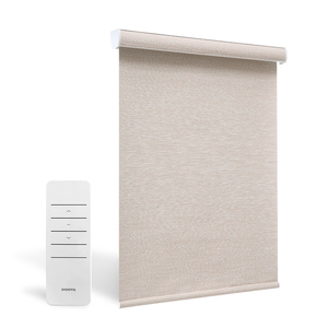 Harbor Weave natural stripe roller blind in a warm living room