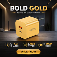 Chargeur rapide 40W QC3.0 12W USB-C PD pour téléphones mobiles, caméras industrielles et ordinateurs portables