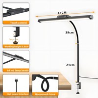 Lampe de table LED simple à intensité variable USB, protection oculaire, 5 modes d'éclairage, design moderne en aluminium flexible à clipser