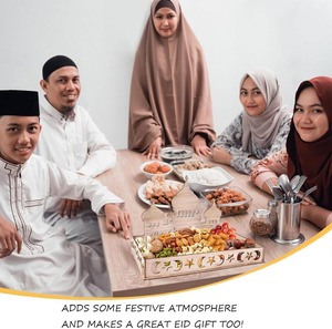 Ramadan mặt trăng sao Bộ đồ ăn ramadan EID mubarak trang trí khay gỗ khay ramadan mubarak - Product Image 6