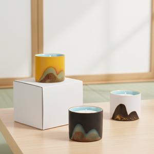 Bougies en Céramique Fonctionnelles Motif <span class=keywords><strong>Montagne</strong></span> et Rivière Quatre Couleurs Parfum Personnalisé Écologiques pour Fêtes de Fin d'Année, Diwali, Extérieur, Mariages - Product Image 1