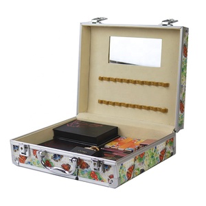 Cassa del treno della signora trucco <span class=keywords><strong>porta</strong></span> <span class=keywords><strong>gioielli</strong></span> cosmetici in PVC custodia con specchio in alluminio <span class=keywords><strong>porta</strong></span> spazzola - Product Image 2