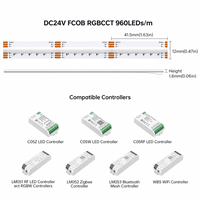 BTF-LIGHTING FCOB 6 Pin RGBCCT RGB Tunable putih 3000K-6000K 12mm DC24V 960 LEDs RA90 fleksibel RGB RGBW COB Led lampu Strip