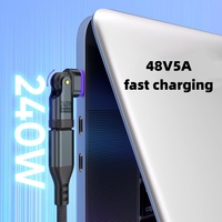 Câble de données magnétique 240W 180 °   Câble de charge rapide PD à embout rotatif, adapté pour MacBook 15 Pro et téléphone