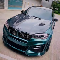 Kit carrosserie large style LM pour BMW X6 F16 2015-2019, comprenant pare-chocs avant, jupes latérales, garde-boue, pare-chocs arrière, capot en fibre de carbone et aileron.