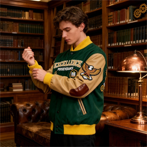 Chaqueta Bomber Varsity de Lana para Hombre, Estilo Vintage, Otoño, con Logotipo Bordado Personalizado, Transpirable y Ecológica - Product Image 4
