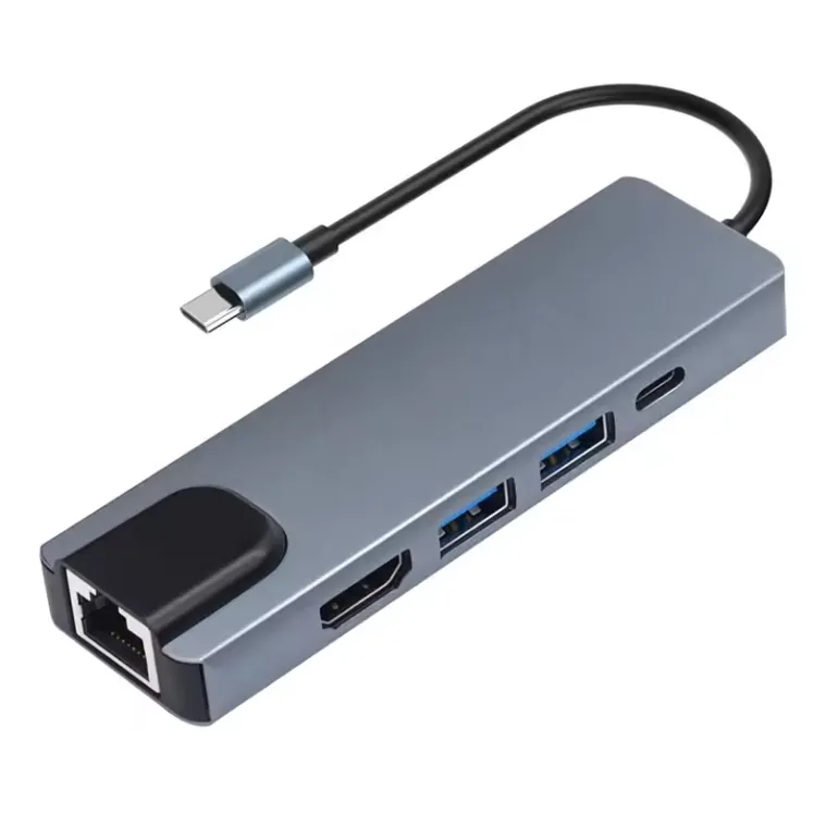 Новое поступление, концентратор Grey RJ45 USB C Type C к USB 3,0 HDTV PD Type-C 5 в 1, зарядный адаптер Ethernet, преобразователь для Pro Window Mac