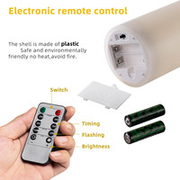 Bougie LED sans flamme à pilier en plastique, à flamme vacillante, à piles, avec télécommande et minuterie, pour la décoration intérieure, OEM ODM