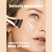 Pinceau de maquillage plat à manche en bois, pinceau vegan fin et large pour fond de teint liquide, logo personnalisé pour la vente en gros de produits de beauté