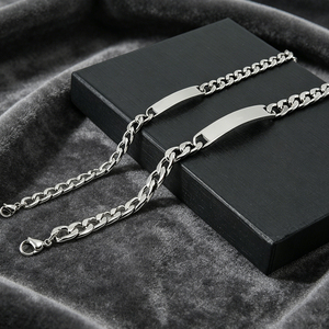 Bracelet Hip-Hop Géométrique en Acier Inoxydable pour Homme, Chaîne Curb NK Tendance, Barre Courbe Gravable, Bijoux de Mode pour Fiançailles, Vente en Gros - Product Image 1