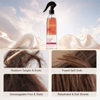 Spray réparateur capillaire 2-en-1 à l'huile d'argan, huile de coco et kératine, 200 ml, qualité supérieure, ultra-hydratant, anti-frisottis, sans rinçage, marque privée
