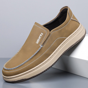 Mocassins pour hommes en cuir respirant, chaussures décontractées à talon bas, fabriqués à Wenzhou - Product Image 1