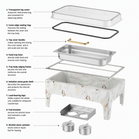 Ensemble de réchauds de buffet en acier inoxydable doré de haute qualité, capacité 9L, alimenté à l'alcool, maintien au chaud des aliments pendant 24 heures, pour hôtel KUNTAI