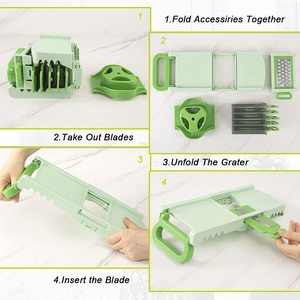 เครื่องหั่นผักอเนกประสงค์ Smile Mom B837 แบบใช้มือ ทำจากพลาสติก พร้อมที่ขูดมันฝรั่ง ที่ขูดแครอท ใบมีดสแตนเลส 18/0 - Product Image 3