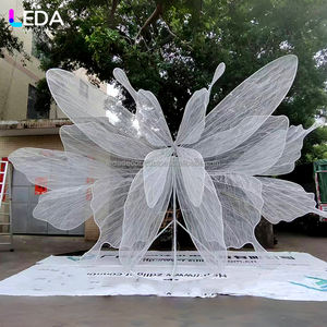 Leda ผ้าโปร่งสีขาวแกรนด์ผีเสื้อรูปปั้นตกแต่งผีเสื้ออุปกรณ์ตกแต่งฉากหลังแต่งงาน - Product Image 3