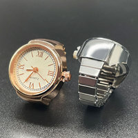 Reloj de pulsera de cuarzo chapado en oro de moda con envío rápido personalizado, mini reloj de anillo para mujer.