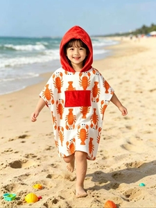 Poncho <span class=keywords><strong>Infantil</strong></span> con Diseño de Cangrejo, 100% Algodón, Altamente Absorbente, Cómodo, Suave con la Piel, con Bordado Personalizado - Product Image 5