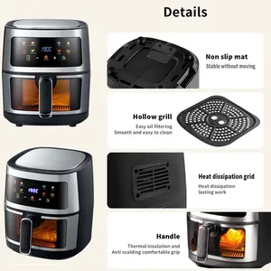 Friteuse à air électrique multifonctionnelle à écran tactile, grande capacité 8L, en acier inoxydable, pour la maison - Product Image 4