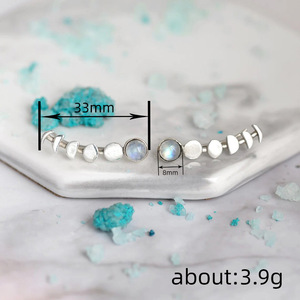 Pendientes de botón estilo espina de pescado con piedra lunar para mujer, joyería de moda linda para el día a día - Product Image 4
