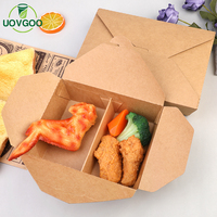 Boîte à lunch jetable en papier biodégradable personnalisée en gros, deux compartiments, fenêtre PET, gaufrage, logo personnalisé, pour sushis
