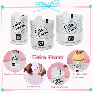 Nuevo Producto <span class=keywords><strong>Kit</strong></span> de Repostería Redondo de 6-10 Pulgadas Molde de Acrílico para Glaseado Herramientas para Tartas Alisador de Acrílico y Collar para Tartas de Boda y Fiestas - Product Image 3