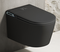 Toilette moderne grise allongée de haute qualité avec siège chauffant, chasse d'eau siphonique, montage mural, télécommande incluse, hôtels, villas, siphon en P
