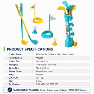 Ensemble de golf pour enfants 48 cm, 3 clubs, 4 balles, 2 tees, 2 coupes de putting, sac de transport à roulettes, jouet de sport intérieur/extérieur, <span class=keywords><strong>cadeau</strong></span> pour enfants - Product Image 2