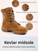 Bottes tactiques imperméables IRONDONKEY pour le camping, chaussures pour hommes avec fermeture éclair latérale, randonnée en plein air, cuir, tige haute, toutes saisons