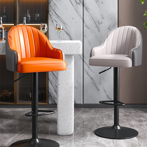 <span class=keywords><strong>Chaise</strong></span> de <span class=keywords><strong>bar</strong></span> décontractée moderne <span class=keywords><strong>scandinave</strong></span> luxueuse tabouret en cuir haut accessible pour usage domestique cuisine salle à manger dossier réglable - Product Image 4