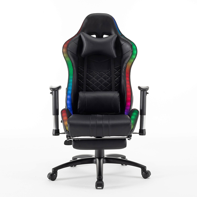 Premium Comfortable Black Pu Leather Swivel Chair Computer Gaming Chair with LED RGB Lighting
